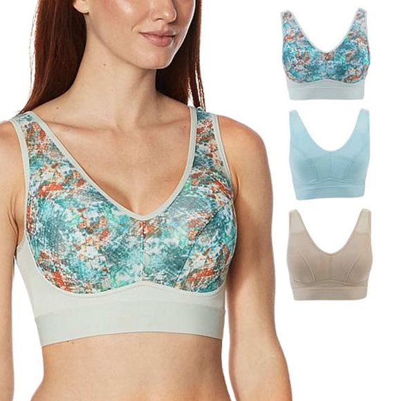 Rhonda Shear 3-pack Mesh Front Leisure Bra SMALL - Picture 4 of 8